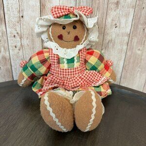 Ganz Country Gingerbreads Rag Doll Plush Christmas Country Style Plaid Multi